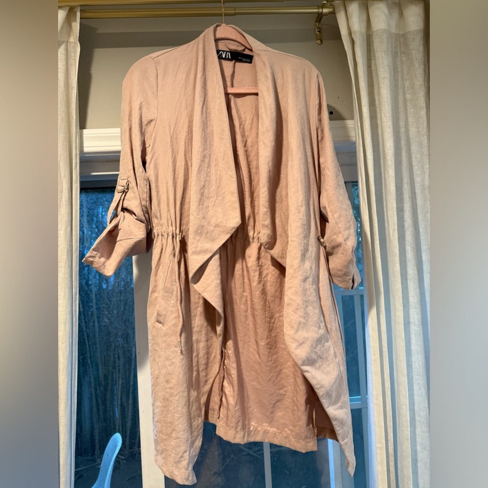 Zara Blush Pink Waterfall Jacket - Size XS